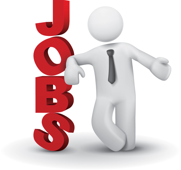 3d business man presenting word jobs concept