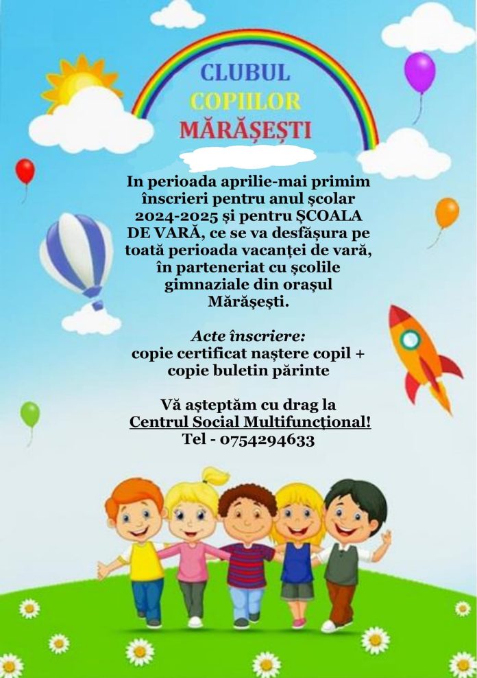 Inscrieri an scolar 2024-2025 si Sc de vara Marasesti