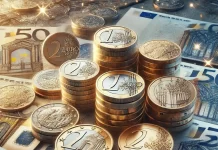 Euro a scăzut cu aproape un ban