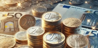 Euro a scăzut cu aproape un ban