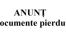 Anunț documente pierdute