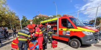 Exercițiu ISU la HOMELUX Focșani: incendiu simulat la panourile fotovoltaice