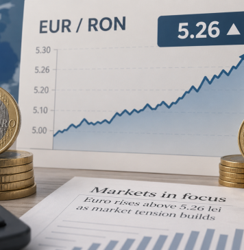 Euro a urcat, în premieră, la 5,279 lei