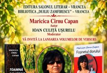 Poeta Maricica Cîrnu Capan lansează două volume de poezie la Biblioteca Județeană Vrancea