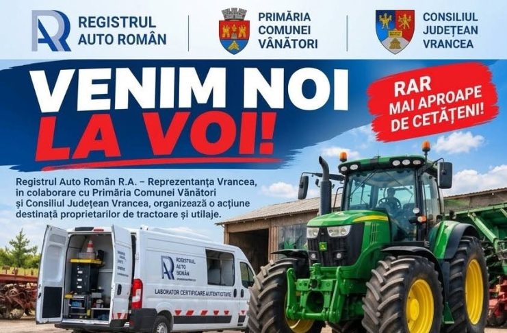 RAR vine la Vânători pentru verificarea tractoarelor și utilajelor agricole