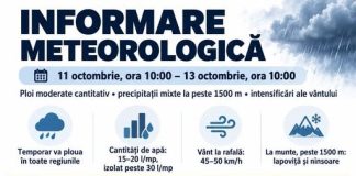 Cod galben de ploi în Carpații de Curbură. Vremea se răcește și în Vrancea