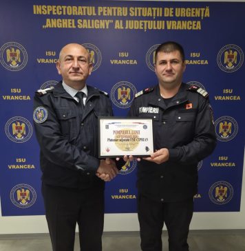Ciprian Ene, de la Secția de Pompieri Vidra, desemnat „Pompierul lunii septembrie”