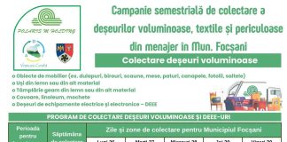 Colectare gratuită de deșeuri voluminoase și periculoase în Focșani, între 26 și 30 octombrie